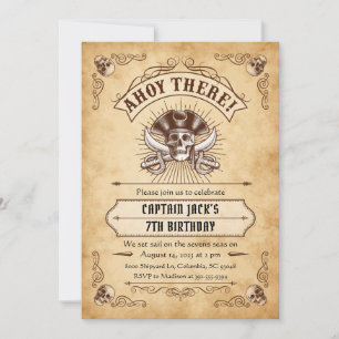 Ahoy Pirate Invitation Anniversaire