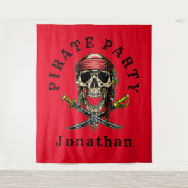 Ahoy Pirate Skull Hintergrund Wandteppich