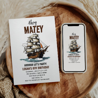 Ahoy! Piratenschiff 8. Geburtstag Einladung