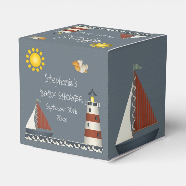 Ahoy Sail Boat & Lighthouse Vielen Dank Geschenkschachtel (Rückseite)