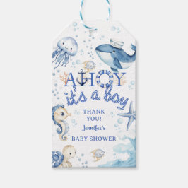 Ahoy Sailor Navy Blue Baby Dusche Geschenkanhänger