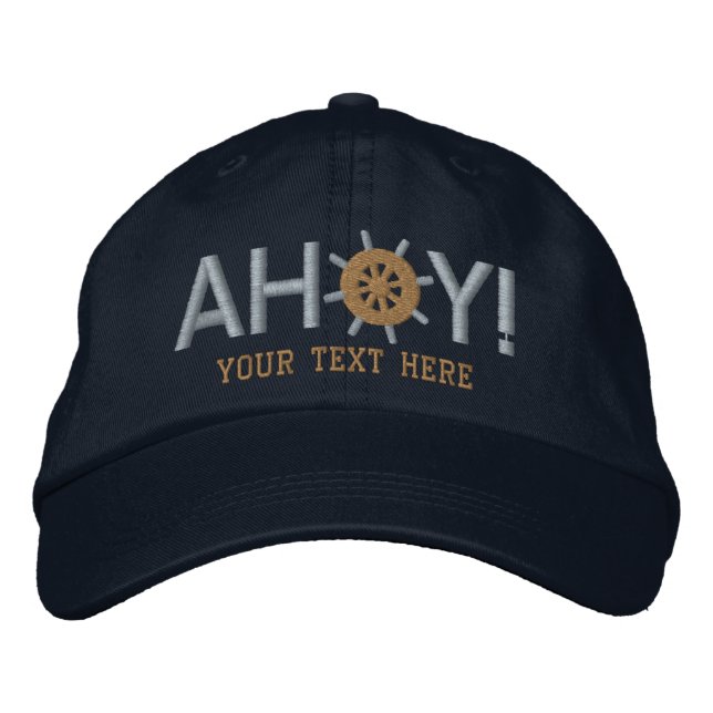 Ahoy-Schiffsrad Kapitäns Personalisiert Bestickte Baseballkappe (Vorderseite)