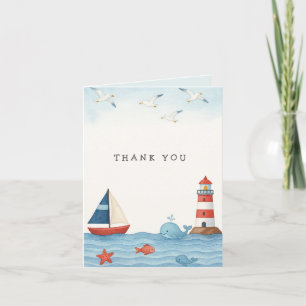 Ahoy sein a Boy Nautical Baby Dusche Danke Karte