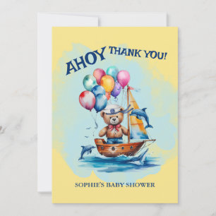 Ahoy sein a Boy Nautical Theme Kinderdusche Dankeskarte