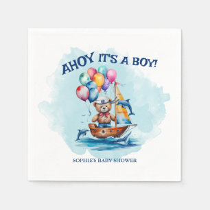 Ahoy sein a Boy Nautical Theme Kinderdusche Serviette