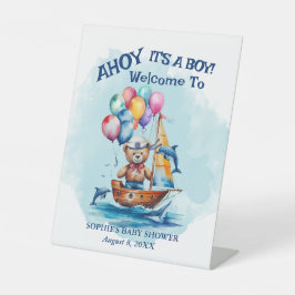 Ahoy sein a Boy Nautical Theme Kinderdusche Sockelschild