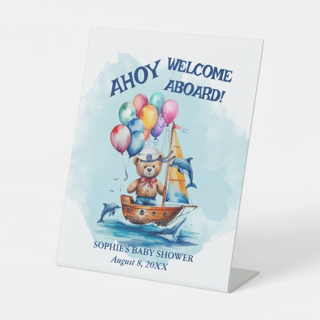 Ahoy sein a Boy Nautical Willkommen an Bord Sockelschild (Vorderseite)