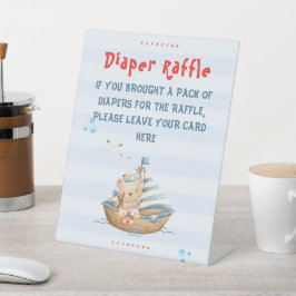 Ahoy sein Baby-Dusche Windeln Raffle-Schild hier Sockelschild