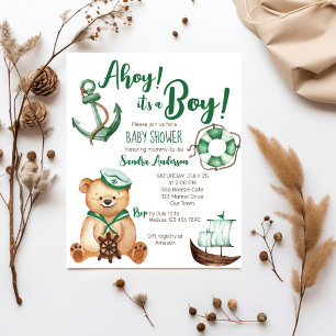 Ahoy sein Junge Teddy Bär Baby Dusche Budget Inviv