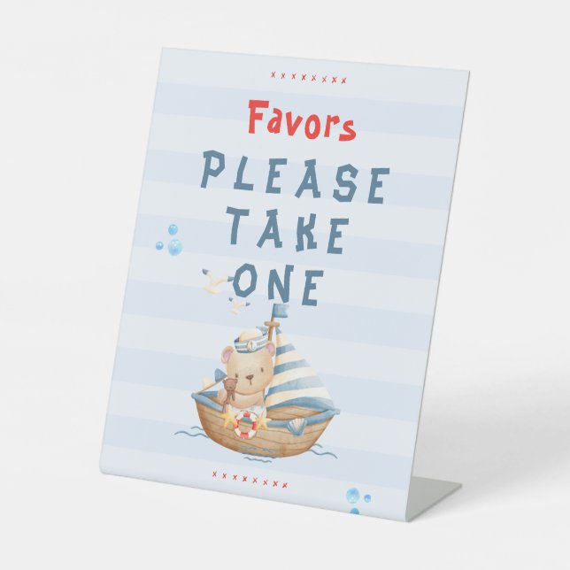 Ahoy seine a Boy Baby Dusche Favoriten Sockelschild (Vorderseite)