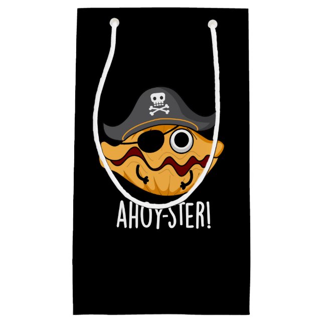 Ahoy-ster Funny Pirate Oyster Pun Dark BG Kleine Geschenktüte (Vorderseite)