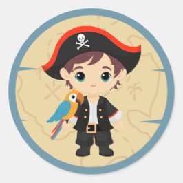 Ahoy There! Pirate Boy Birthday Party Runder Aufkleber