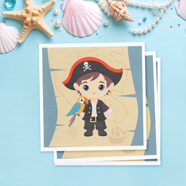 Ahoy There! Pirate Boy Birthday Party Serviette (Von Creator hochgeladen)
