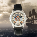 Ahoy Time! Pirate Adventure Watch Armbanduhr<br><div class="desc">Time to set sail with our 'Ahoy Time! Pirate Adventure Watch'! Designed for kids who love the pirate life, this watch features a friendly pirate with an eye patch and a charismatic smile. Encircled by an old-fashioned clock face with a skull and crossbones at the top, this watch is perfect...</div>