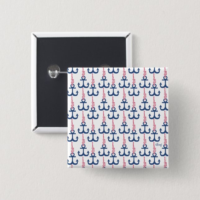 Ahoy Vintag Anchor-Muster. Button (Vorne & Hinten)