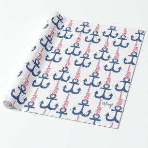 Ahoy Vintag Anchor-Muster. Geschenkpapier