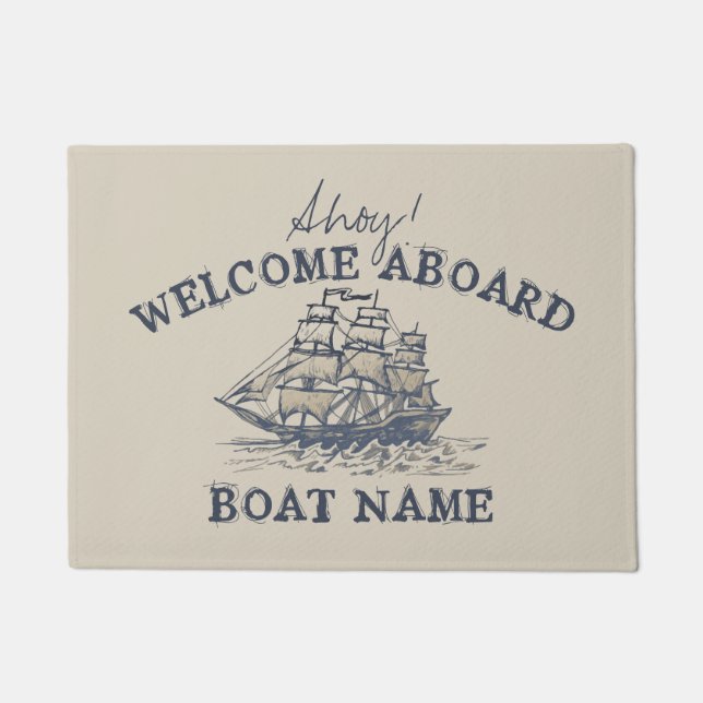 Ahoy! Willkommen an Bord der Personalisierten Vint Fußmatte (Vorderseite)