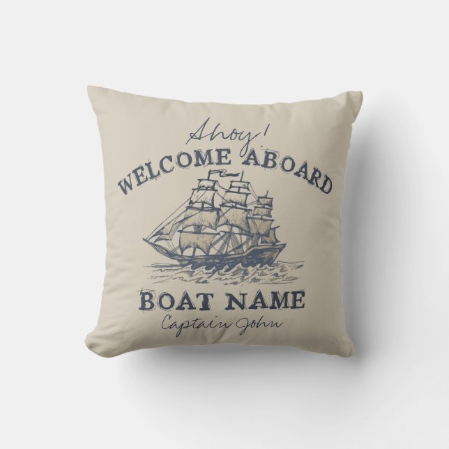 Ahoy! Willkommen an Bord der Personalisierten Vint Kissen (Vorderseite)