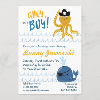 Ahoy's a Boy Baby Dusche Einladung