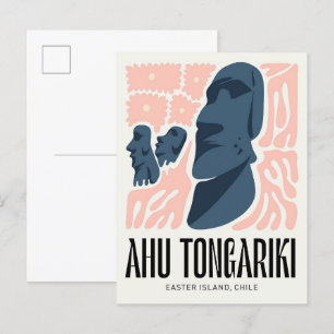 Ahu Tongariki Osterinsel Chile Reise floral Postkarte