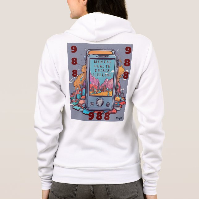 AI 988 Psychische Gesundheitskrise Lifeline Zipper Hoodie (Rückseite)