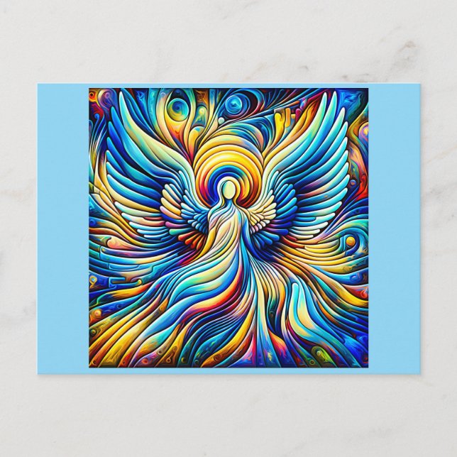 AI Abstrakt Illusionismus Angel Expressionist Effe Postkarte (Vorderseite)
