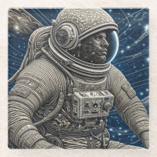 Ai Art Astronaut im Weltraum Glasuntersetzer