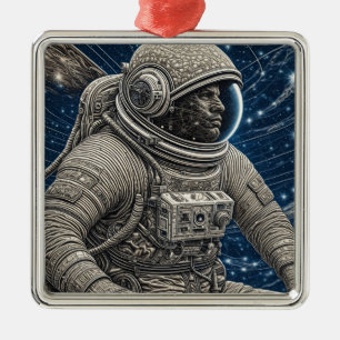 Ai Art Astronaut im Weltraum Ornament Aus Metall