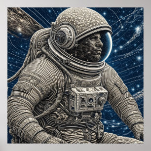 Ai Art Astronaut im Weltraum Poster