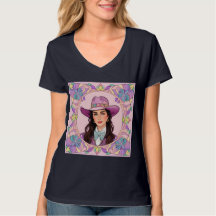 AI Art Bachelorette Cowgirl Hat T - Shirt