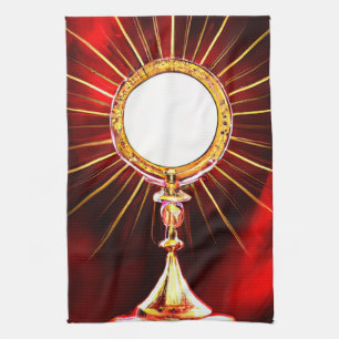 AI Art gesegnet Sacrament Host in einem Monstranz  Geschirrtuch