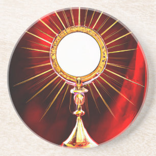 AI Art gesegnet Sacrament Host in einem Monstranz Getränkeuntersetzer