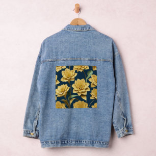 AI Art Gold Dahlia Blume Denim Jacket Jeansjacke