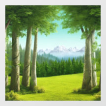 AI Art Green Forest Mountain Landschaft