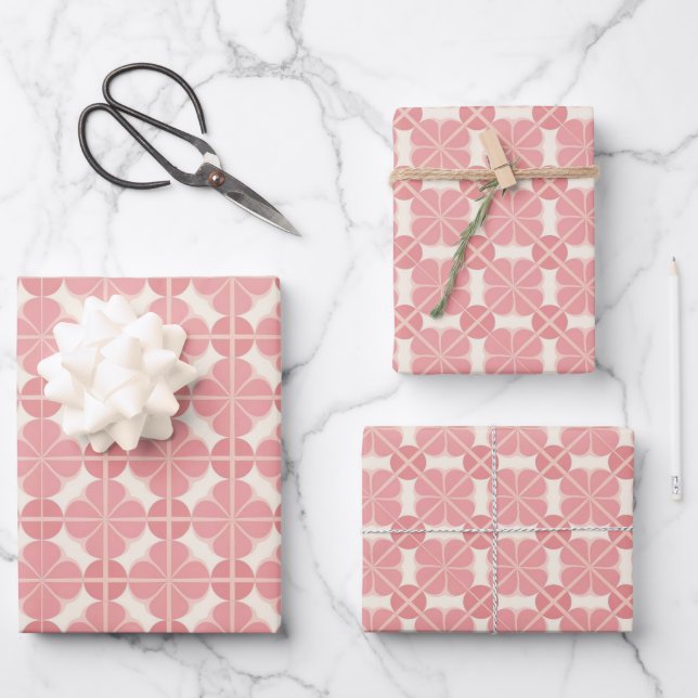 AI Art Pink Creme Wrapping Paper Geschenkpapier Set (Vorderseite)