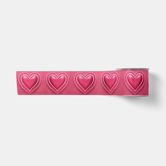 AI Art Pink Hearts Satin Ribbon Satinband (Vorderseite)