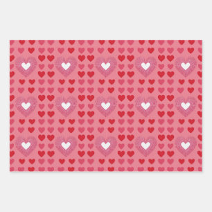 AI Art Rouge rose Coeurs blancs Papier d'enveloppe