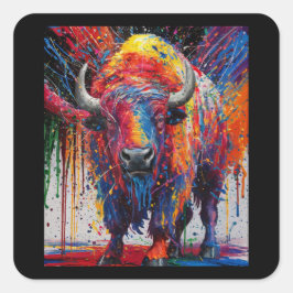 AI Buffalo Art Quadratischer Aufkleber