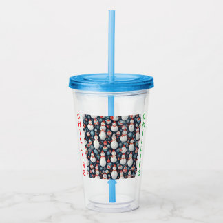 AI Chilling Snowman Pattern Acrylic Tumbler or Cup Acryltrinkbecher