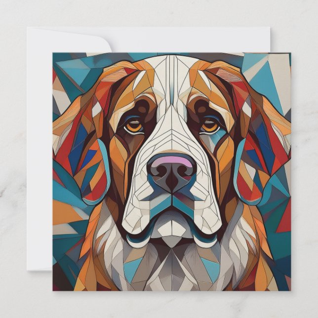AI Cubism Dog Feiertagskarte (Vorderseite)