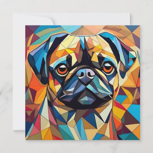 AI Cubism Dog Feiertagskarte (Vorderseite)
