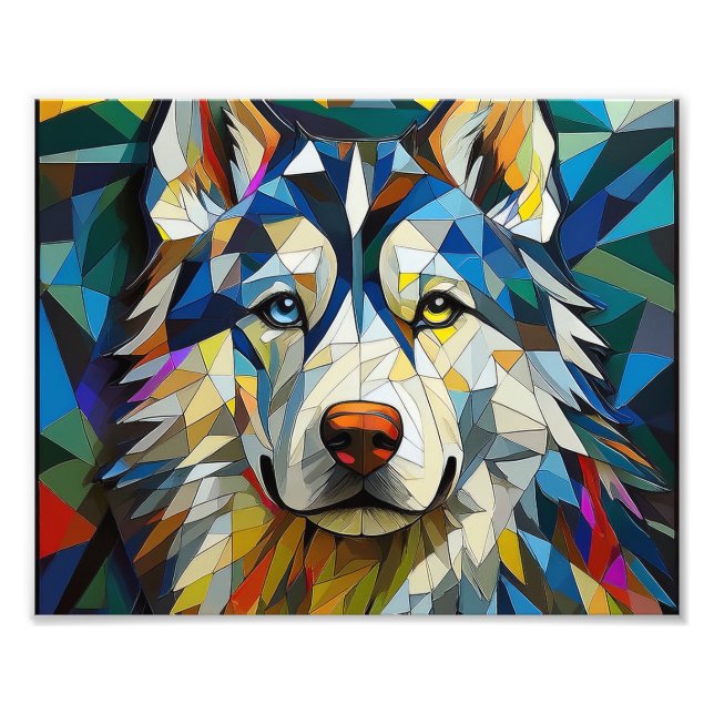 AI Cubism Dog Fotodruck (Vorne)