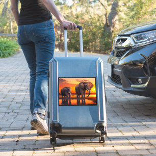 AI erzeugte Kunst, zwei Elefanten bei Sunset Aufkleber