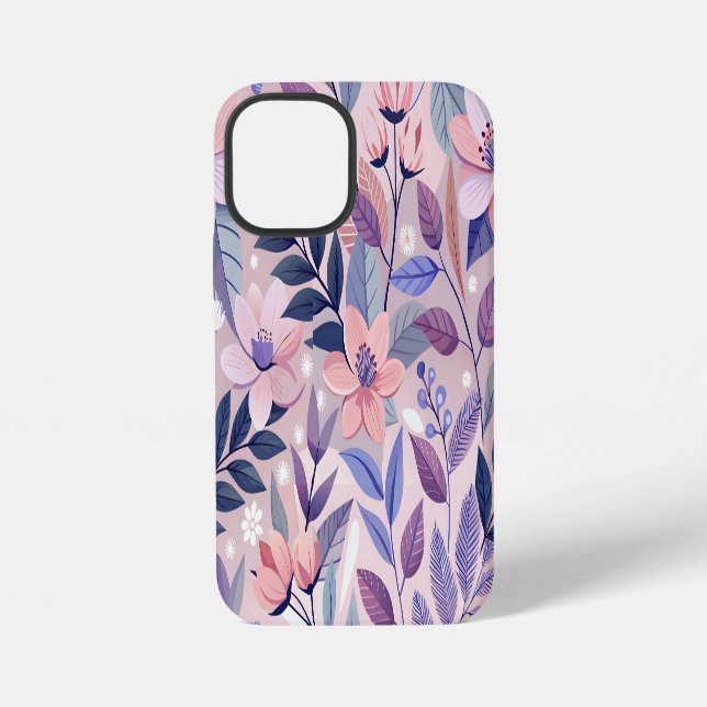 AI Floral iPhone 12 Mini Case - Eleganter Stil Hülle (Rückseite)