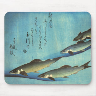 Ai (Forelle) - Hiroshiges farbiger japanischer Fis Mousepad