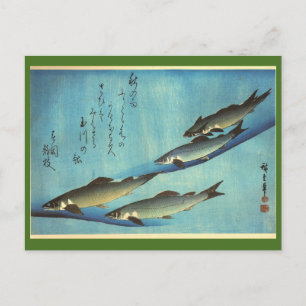 Ai (Forelle) - Hiroshiges Farbiger Japanischer Fis Postkarte