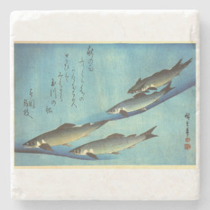 Ai (Forelle) - Hiroshiges farbiger japanischer Fis Steinuntersetzer