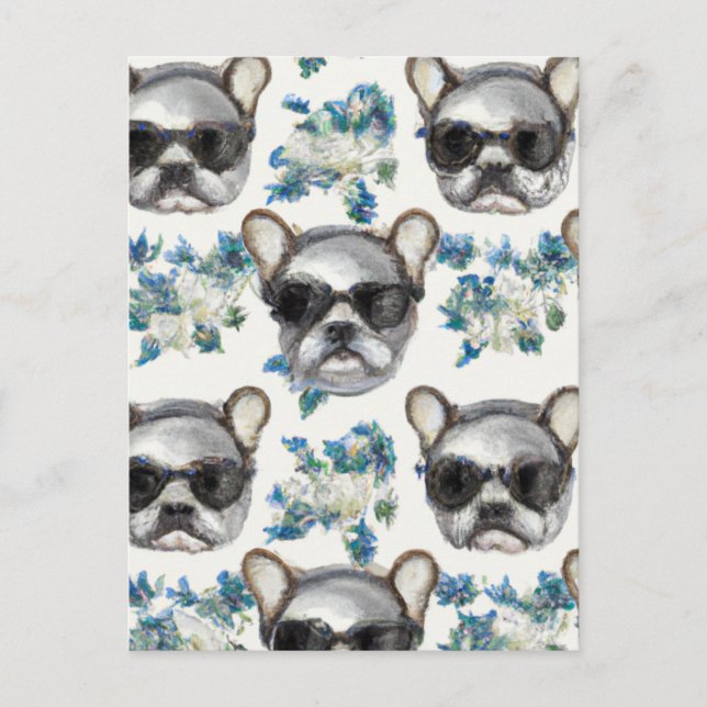AI French Bulldog Muster Postcard Postkarte (Vorderseite)