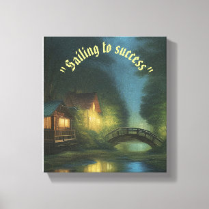 Ai Generated Flow Houses Forest Canvas Print Leinwanddruck