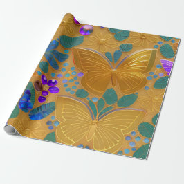AI Generated - Golden Butterflies Decorative Art Geschenkpapier